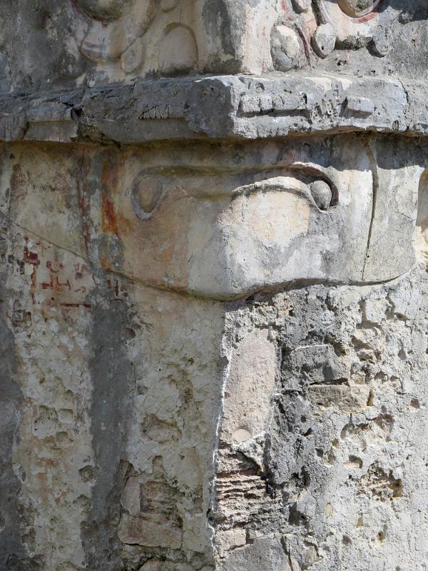 IMG_0698.JPG - Tulum - At the top of this photo, there is the face of their god, carved into the corner of this building.